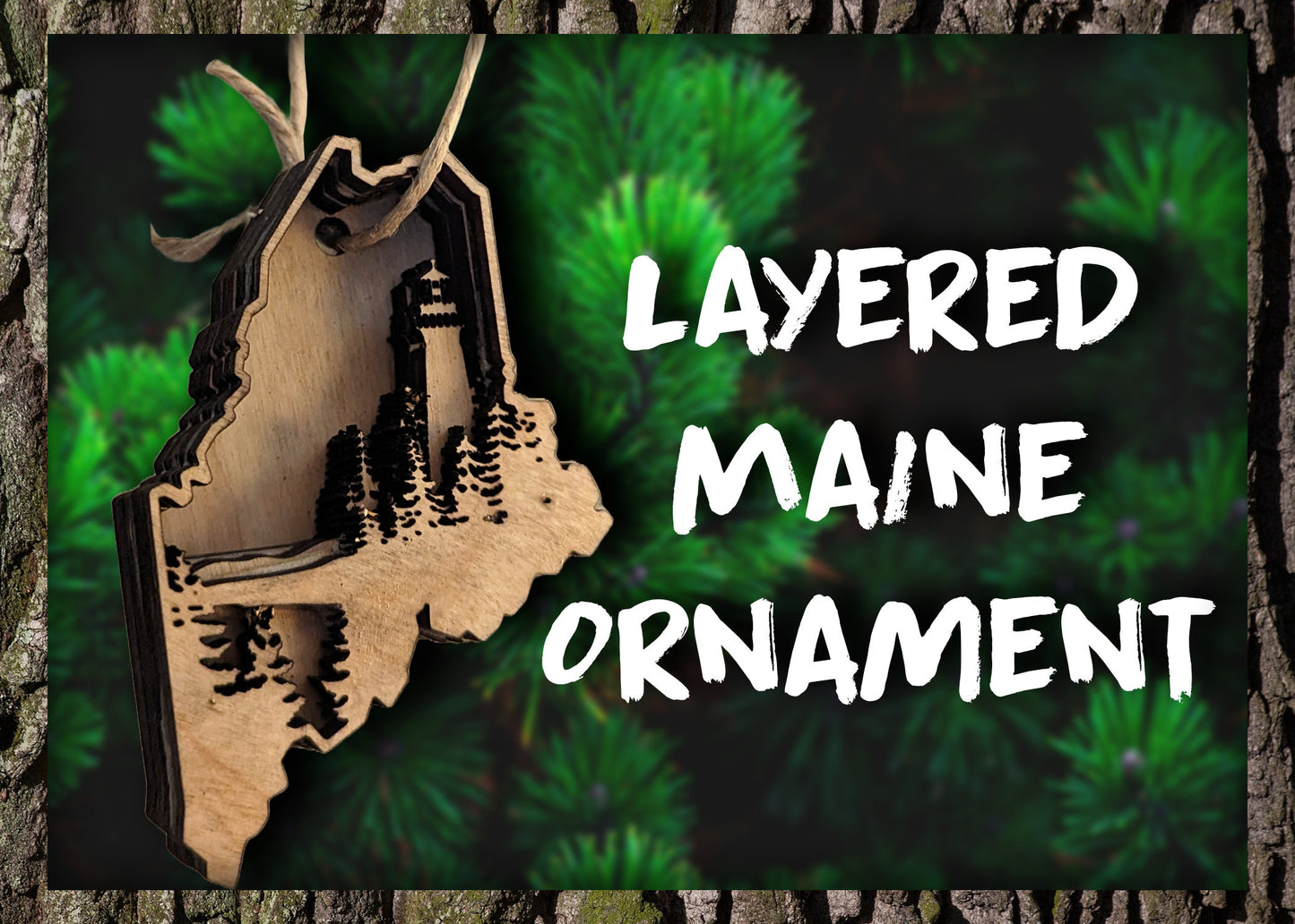 Layered Maine Lighthouse Ornament