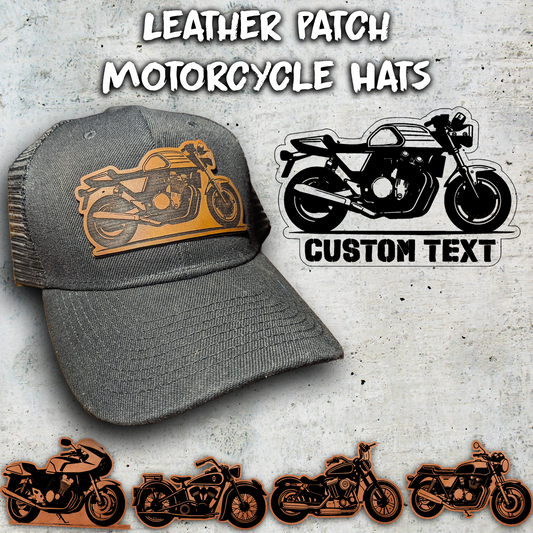 Custom Leather Patch Motorcycle Hats